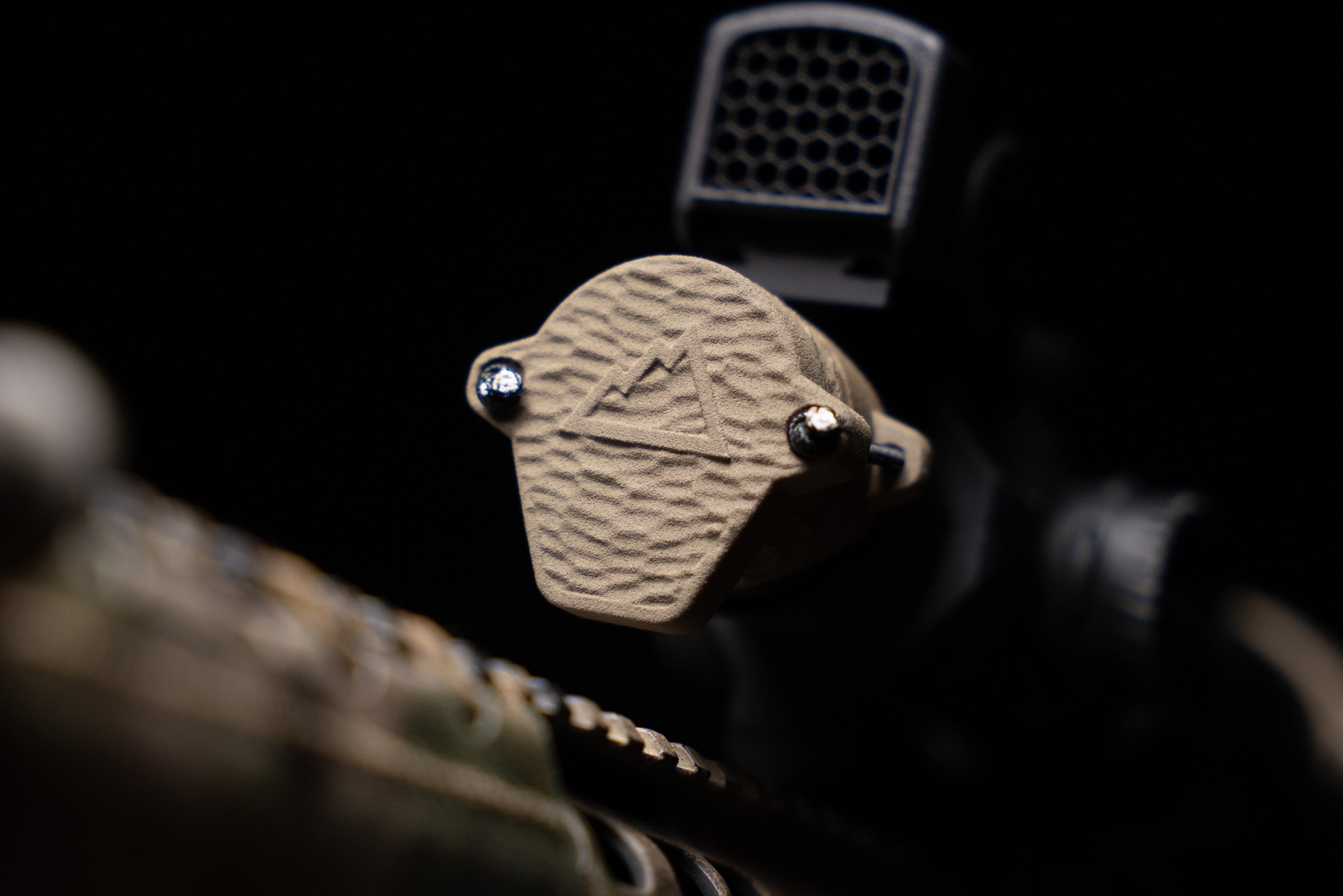 ScopeCap Pro close-up 34mm LPVO scope cover with killflash anti-reflection device and Aimpoint ACRO HexCap cover